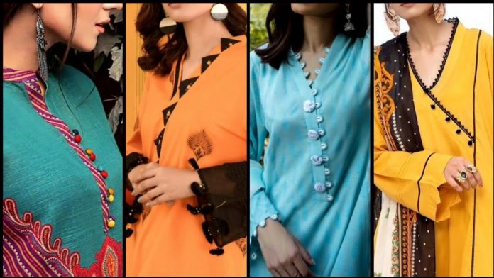 Lawn Dresses New Neck Designs in Pakistan 2021