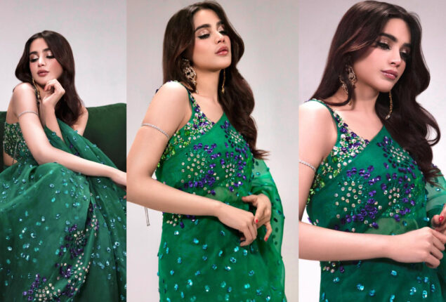Aima Baig in Green Saree Viral Pictures