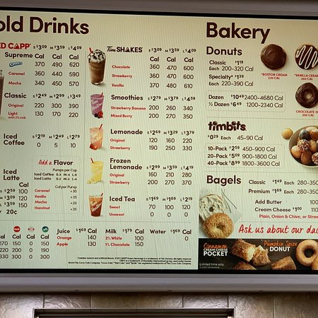 tim hortons menu