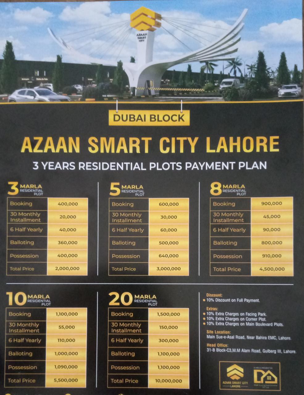 Azaan Smart City Lahore Payment Plan
